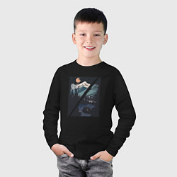 Лонгслив хлопковый детский Сибирские дороги, цвет: черный — фото 2
