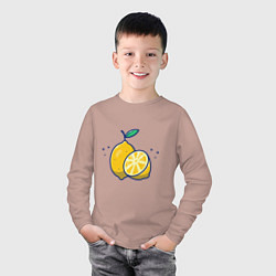 Лонгслив хлопковый детский Вкусные Лимончики, цвет: пыльно-розовый — фото 2