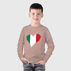Лонгслив хлопковый детский Сердце - Италия, цвет: пыльно-розовый — фото 2
