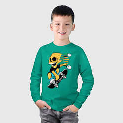 Лонгслив хлопковый детский У скейтбордиста Барта Симпсона выпали на скорости, цвет: зеленый — фото 2