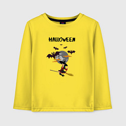 Лонгслив хлопковый детский Ведьма в лунную ночь хэллоуина halloween, цвет: желтый