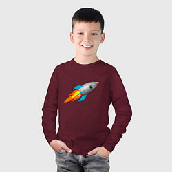 Лонгслив хлопковый детский Ракета летит в небе, цвет: меланж-бордовый — фото 2