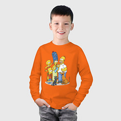 Лонгслив хлопковый детский Семейка Симпсонов встречает Новый Год!, цвет: оранжевый — фото 2