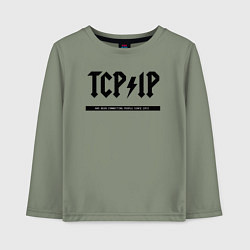 Лонгслив хлопковый детский TCPIP Connecting people since 1972, цвет: авокадо
