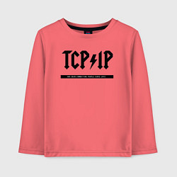 Лонгслив хлопковый детский TCPIP Connecting people since 1972, цвет: коралловый