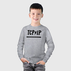 Лонгслив хлопковый детский TCPIP Connecting people since 1972, цвет: меланж — фото 2