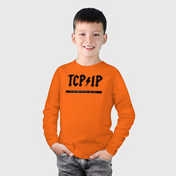 Лонгслив хлопковый детский TCPIP Connecting people since 1972, цвет: оранжевый — фото 2