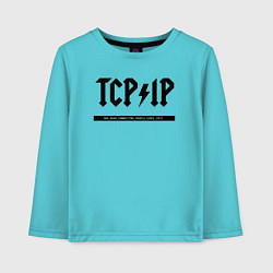 Лонгслив хлопковый детский TCPIP Connecting people since 1972, цвет: бирюзовый