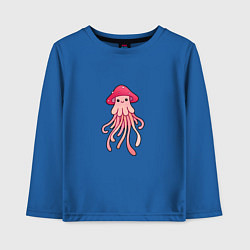 Лонгслив хлопковый детский Гридуза Мухомор с щупальцами, медуза в шляпке гриб, цвет: синий