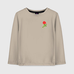 Лонгслив хлопковый детский Красная рисованная роза, цвет: миндальный