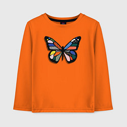 Лонгслив хлопковый детский Графичная бабочка, цвет: оранжевый