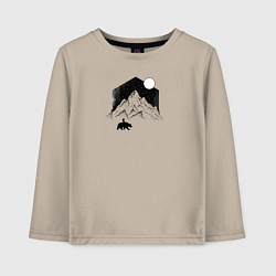 Лонгслив хлопковый детский Девочка, медведь и гора, цвет: миндальный
