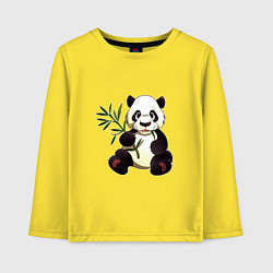 Лонгслив хлопковый детский Панда кушает бамбук, цвет: желтый