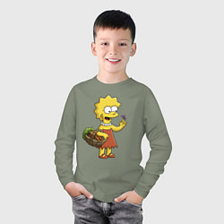 Лонгслив хлопковый детский Lisa Simpson с гусеницей на даче, цвет: авокадо — фото 2