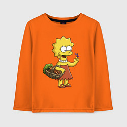 Лонгслив хлопковый детский Lisa Simpson с гусеницей на даче, цвет: оранжевый