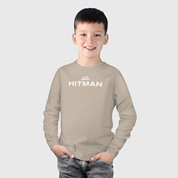 Лонгслив хлопковый детский Hitman - лого, цвет: миндальный — фото 2