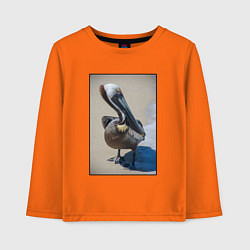 Лонгслив хлопковый детский Пеликан у моря, цвет: оранжевый