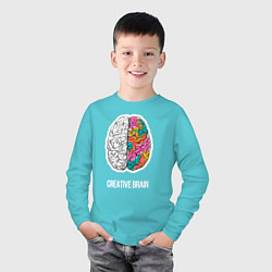 Лонгслив хлопковый детский Creative Brain, цвет: бирюзовый — фото 2