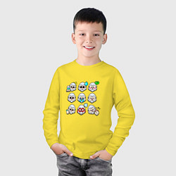 Лонгслив хлопковый детский Значки на Байрон Пины Бравл Старс Byron, цвет: желтый — фото 2