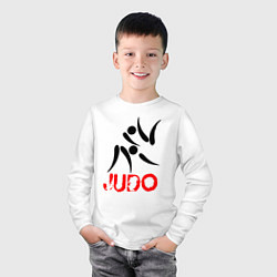 Лонгслив хлопковый детский Дзюдо символ, цвет: белый — фото 2