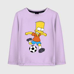 Детский лонгслив Барт Симпсон бьёт по футбольному мячу