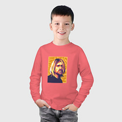 Лонгслив хлопковый детский Nirvana - Cobain, цвет: коралловый — фото 2