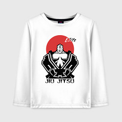 Лонгслив хлопковый детский Jiu Jitsu red sun logo, цвет: белый