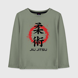 Лонгслив хлопковый детский Jiu jitsu red splashes logo, цвет: авокадо