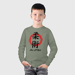 Лонгслив хлопковый детский Jiu jitsu red splashes logo, цвет: авокадо — фото 2