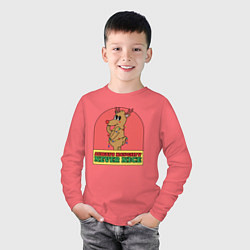 Лонгслив хлопковый детский Always naughty never nice, цвет: коралловый — фото 2
