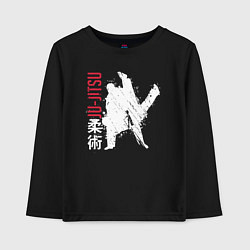 Лонгслив хлопковый детский Jiu-jitsu splashes logo, цвет: черный