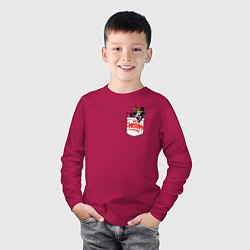 Лонгслив хлопковый детский Карманный енот, цвет: маджента — фото 2
