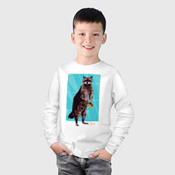 Лонгслив хлопковый детский Енот с печенькой, цвет: белый — фото 2