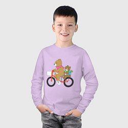 Лонгслив хлопковый детский Медведи на велосипеде, цвет: лаванда — фото 2