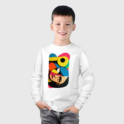 Лонгслив хлопковый детский Поп-арт в стиле Пабло Пикассо, цвет: белый — фото 2