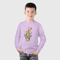 Лонгслив хлопковый детский Кролик с фонариком новогодний, цвет: лаванда — фото 2