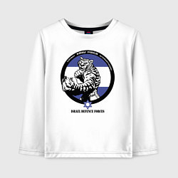 Лонгслив хлопковый детский Krav-maga tiger emblem, цвет: белый