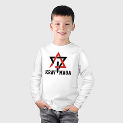 Лонгслив хлопковый детский Krav-maga hand-to-hand combat emblem, цвет: белый — фото 2