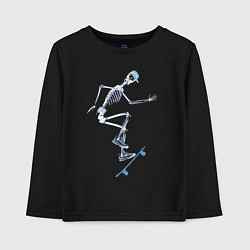 Детский лонгслив Скелет на скейтборде - рентген