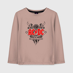 Лонгслив хлопковый детский ACDC Black Ice с молниями, цвет: пыльно-розовый
