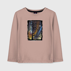 Детский лонгслив Кошки на дереве и северное сияние