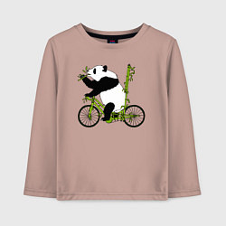 Детский лонгслив Панда на велосипеде с бамбуком