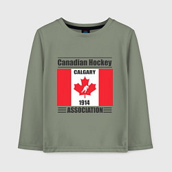 Лонгслив хлопковый детский Федерация хоккея Канады, цвет: авокадо