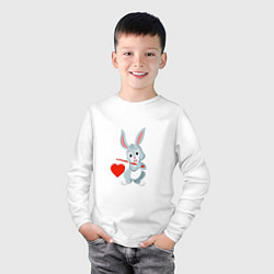 Лонгслив хлопковый детский Влюблённый кролик, цвет: белый — фото 2