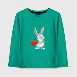 Лонгслив хлопковый детский Влюблённый кролик, цвет: зеленый