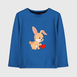 Лонгслив хлопковый детский Кролик с сердечком, цвет: синий