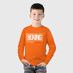 Лонгслив хлопковый детский Boxing good night, цвет: оранжевый — фото 2