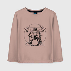 Лонгслив хлопковый детский Vitruvian drummer, цвет: пыльно-розовый