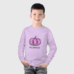 Лонгслив хлопковый детский Тыква с надписью, цвет: лаванда — фото 2