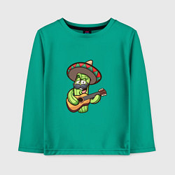 Лонгслив хлопковый детский Кактус - Мексиканец, цвет: зеленый